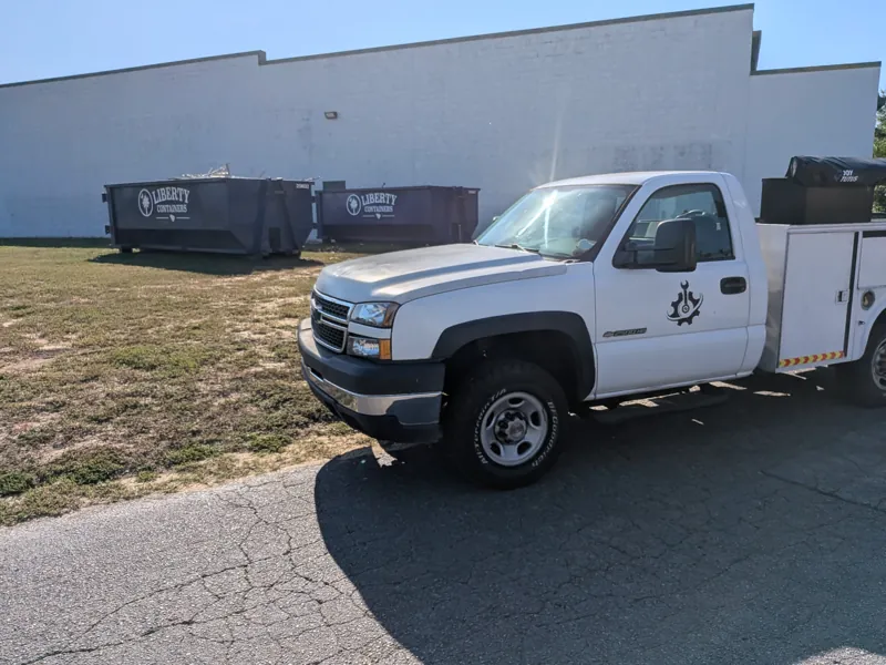 Service truck on a commercial job site