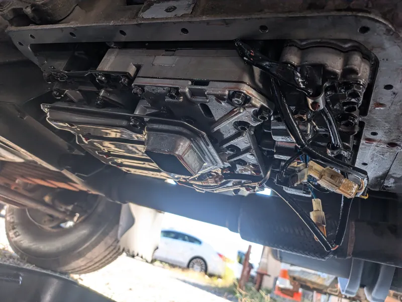 Transmission valve body exposed for repair